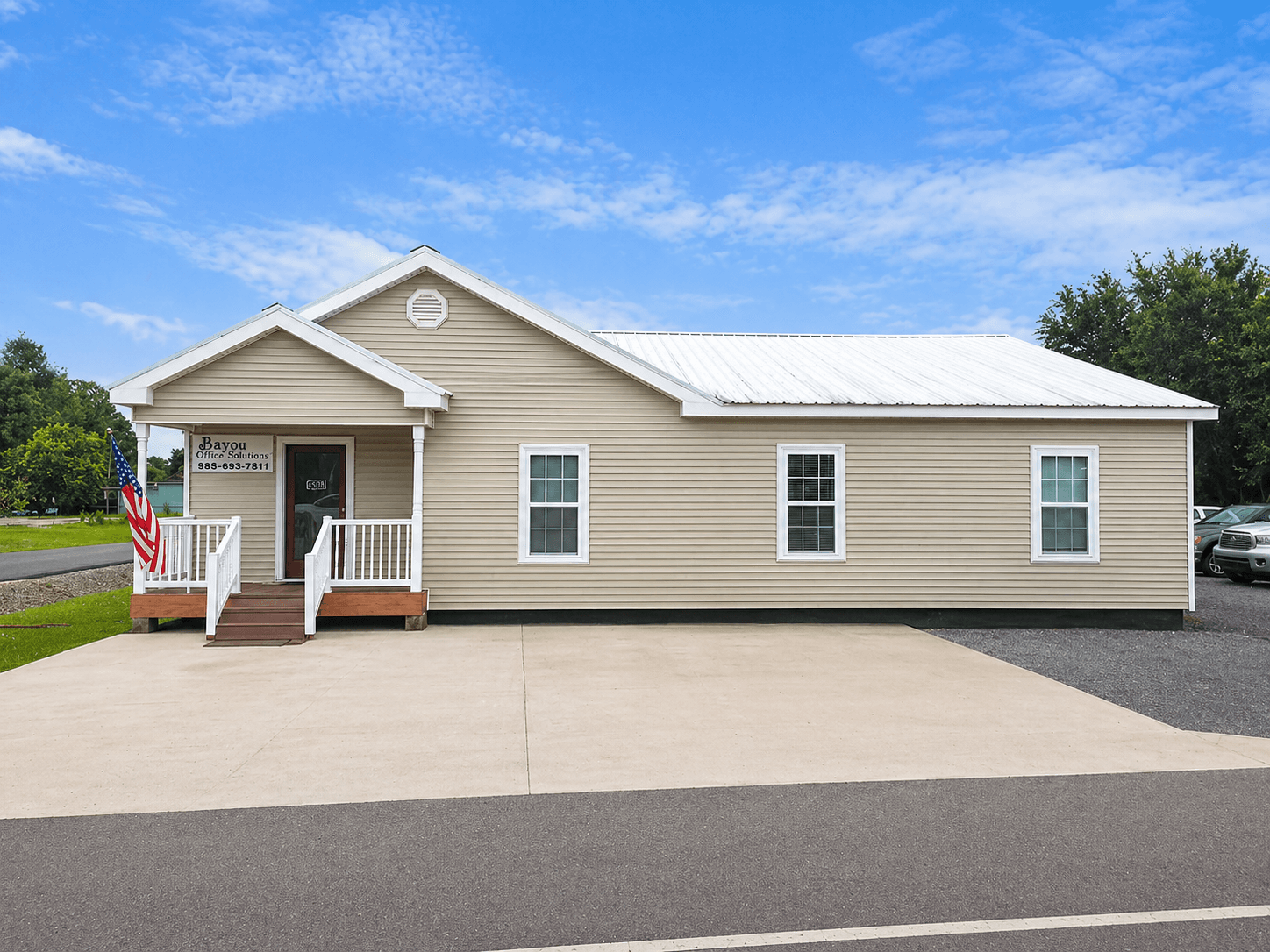 Bayou Office Machines storefront in Larose, Louisiana — copier and printer sales and repair
