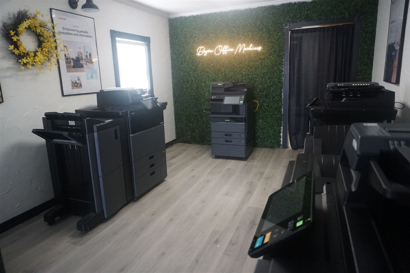 Printer and copier showroom at Bayou Office Machines in Larose, Louisiana