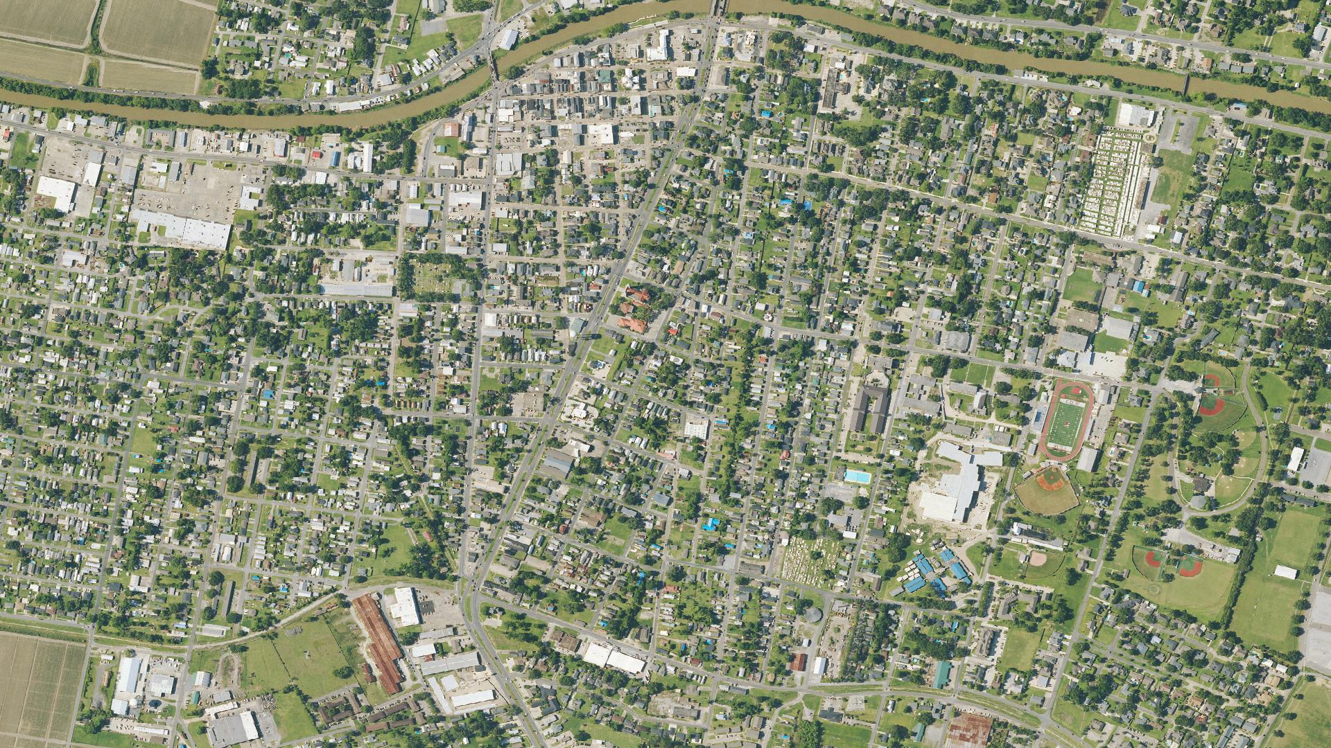 Aerial view of the Thibodaux area, Louisiana